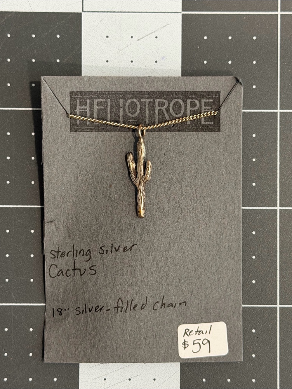 Sterling Silver Cactus Necklace - Silver